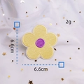 Detailed close-up of macaron yellow flower embroidery patch with 6.6cm size marker - 5# / Light Yellow