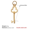 Golden stainless steel key-shaped pendant with double-sided solid design for jewelry DIY - Simple Key Style (PJ434G) / Gold