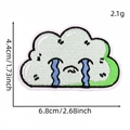 Cartoon crying cloud embroidery patch with size labels 6.8cm and 4.4cm dimensions - Crying Cloud Style (Green Series Patch 11#)