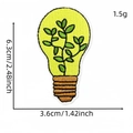 Green plant light bulb embroidery patch for clothing decoration, size 6.3x3.6cm - Light Bulb (Cartoon Forest Patch 21#)