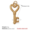 Polished gold plated stainless steel heart key pendant with spiral pattern design - Hollow Heart Key Style (PJ435G) / Gold
