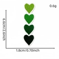 Vertical gradient green heart embroidery patch measuring 6.6cm in length for clothing - Gradient Heart (Cartoon Forest Patch 22#)
