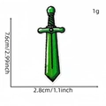 Green sword embroidered patch with pixel art style for clothing and bags size 7.6x2.8cm - Sword Style (Green Series Patch 12#)