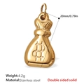 Solid gold stainless steel money bag charm with dollar sign, 20mm double-sided pendant - Dollar Money Bag Style (PJ437G) / Gold