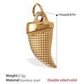 Golden stainless steel tooth-shaped pendant with grid texture for jewelry making - Grid Texture Pointed Style (PJ438G) / Gold
