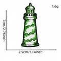 Embroidered lighthouse patch in green and white measuring 7cm in height for clothing - Lighthouse Style (Green Series Patch 14#)