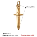 Polished golden stainless steel dagger pendant with double-sided solid structure charm - Polished Dagger Style (PJ439G) / Gold