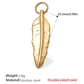 Golden stainless steel feather pendant charm with double-sided solid texture and loop - Feather Texture Style (PJ440G) / Gold