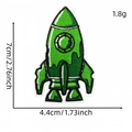 Green rocket embroidered iron-on patch for clothing with 7cm x 4.4cm dimensions - Rocket Style (Green Series Patch 16#)