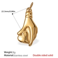 Golden stainless steel hand pendant with heart charm in a double sided solid design - Hand Holding Heart Style (PJ442G) / Gold