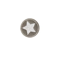 Gray embroidered round patch with white five-point star for DIY clothing and bags - White