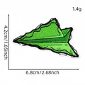 Green leaf embroidery patch with black outline for clothing and bags, 6.8x4.2cm - Leaf Style (Green Series Patch 17#)