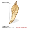 Polished golden stainless steel angel wing pendant with double sided solid design - Angel Wing Style (PJ443G) / Gold