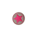 Magenta embroidered star patch on grey felt background for DIY clothing and bags decor - Rose Red