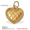 Polished gold stainless steel heart pendant with quilted texture and double-sided design - Quilted Heart Style (PJ444G) / Gold