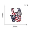 Detail of LOVE gnome USA flag embroidery patch with precise size and weight dimensions - Gnome Letter Style (AZ24119D2-3-1)