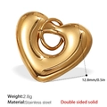Golden heart-shaped stainless steel pendant with double-sided solid design and polished finish - Polished Heart Style (PJ445G) / Gold
