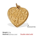 Golden stainless steel heart pendant with tree of life engraving and double-sided design - Tree of Life Heart Style (PJ446G) / Gold