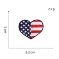 Macro shot of heart-shaped USA flag embroidery patch with dimensions 6.2cm x 5cm - Stars and Stripes Heart Style (AZ24119D2-3-6)
