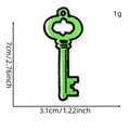 Green key-shaped embroidered patch for clothing and bags 7cm x 3.1cm accessory - Key Style (Green Series Patch 20#)