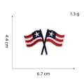 Detailed close-up of embroidered USA flag patch with dimensions 4.4x6.7cm and weight 1.3g - Crossed Double Flags Style (AZ24119D2-3-7)