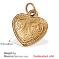 Golden stainless steel heart pendant featuring double sided solid embossed scroll pattern - Scroll Pattern Heart Style (PJ447G) / Gold
