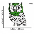 Embroidered green owl patch in white and lime yarn for clothing and bags decoration - Owl Style (Green Series Patch 21#)