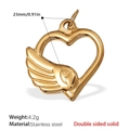 Golden stainless steel hollow heart pendant with wings design weighing four point two grams - Hollow Heart with Wings Style (PJ448G) / Gold
