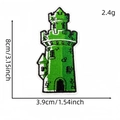 Green castle embroidered patch for clothing and bags measuring 8cm by 3.9cm - Castle Style (Green Series Patch 22#)