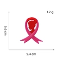 Detail view of pink and red ribbon embroidery patch for breast cancer awareness, 6.6x5.4cm - Ribbon with Woman Silhouette