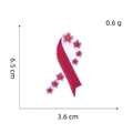 Detailed view of pink ribbon embroidery patch with floral patterns, 6.5 cm by 3.6 cm - Pink Ribbon with Flowers