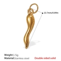 Golden stainless steel cornicello horn pendant with double-sided solid finish - Italian Lucky Horn Style (PJ450G) / Gold