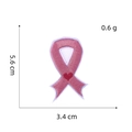 Close-up of pink ribbon embroidery patch with red heart and 5.6cm height measurement - Pink Ribbon with Heart Center