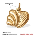 Golden heart-shaped stainless steel pendant with radial and mesh textures in 14mm size - Radial Pattern Heart Style (PJ451G) / Gold