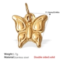 Golden double-sided solid butterfly pendant in stainless steel with 11.3mm height - Hollow Butterfly Style (PJ453G) / Gold
