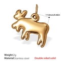 Golden moose elk pendant charm in solid stainless steel with 11.8mm height and 2g weight - Elk Shape Style (PJ454G) / Gold