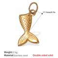 Golden stainless steel fishtail pendant with scale texture and double-sided solid design - Scale Pattern Fish Tail Style (PJ456G) / Gold