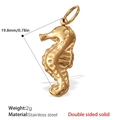 Golden stainless steel seahorse pendant with double sided solid design for DIY jewelry - Embossed Seahorse Style (PJ457G) / Gold