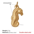 Golden stainless steel seahorse pendant, 20.5mm double-sided solid charm for jewelry DIY - Textured Seahorse Style (PJ459G) / Gold