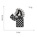 Macro shot of a black and white checkered lighter embroidery patch showing 6.5cm height - Lighter Style (Black and White Patch 2#)