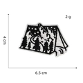 Detail showing wolf and forest mountain embroidery patch with 4cm by 6.5cm dimensions - Starry Sky Wolf Style (Black and White Patch 6#)