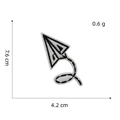 Detail of paper airplane embroidery patch with black and white stitching and dimensions - Paper Airplane Style (Black and White Patch 7#)