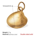 Golden stainless steel seashell pendant with double-sided solid texture and O-ring - Radial Pattern Shell Style (PJ462G) / Gold