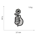Detail view of black and white hand with flower embroidery patch showing 7cm height scale - Hand Holding Flower Style (Black and White Patch 8#)