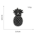 Detail showing dimensions of pineapple embroidery patch measuring 6.3 cm x 3.4 cm - Pineapple Style (Black and White Patch 13#)