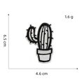 Detailed size chart showing 6.5 cm by 4.6 cm cactus embroidered patch dimensions - Cactus Style (Black and White Patch 16#)