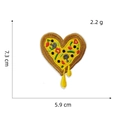 Macro detail of heart-shaped pizza embroidery patch showing dimensions 7.3x5.9cm - Pizza Patch 8# (Compact Heart)