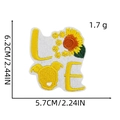 Detailed embroidery patch dimensions showing sunflower LOVE design at 6.2cm height - Love Pet Sunflower (5#)