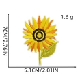 Detailed view of embroidered sunflower patch with 7cm height and 5.1cm width dimensions - Classic Sunflower and Green Leaf (6#)