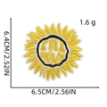 Detailed embroidery view of yellow sunflower patch with Phi Mu lettering on white background - Phi Mu Embroidered Sunflower (9#)